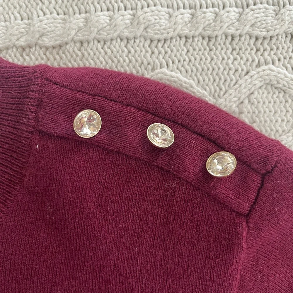 J. Crew Women's Plum Long Sleeve Sweater with Button Detail Size Small